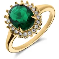 Lucardi Bague 'Einfach' or / jade