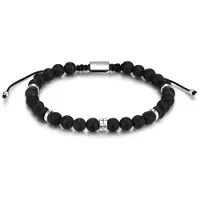Männerglanz Bracelet noir / argent