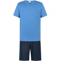 Mey Pyjama court 'Micro Blue' bleu marine / bleu ciel / blanc