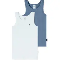 Schiesser Maillot de corps ' Fine Rib ' bleu / bleu clair
