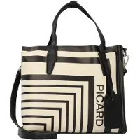 PICARD Cabas 'Brasilia' noir / blanc cassé