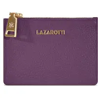 Lazarotti porte-cartes Bologna Leather Zip Etui 4 Card Slots Purple pourpre