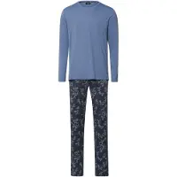 Hanro Pyjama long ' Night & Day ' bleu clair / bleu foncé