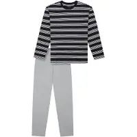 Schiesser Pyjama 'Nightwear' gris / noir / blanc
