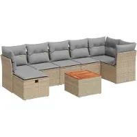 vidaXL Ensemble de jardin canapé 8 pièces avec coussins Beige Poly Rattan