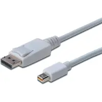 Assmann Câble adaptateur DisplayPort - mini DP vers DP - UHD 4K/60Hz - 2m - Verrouillage - Displayport 1.1a - Compatible avec MacBook, Mac, PC