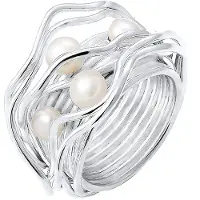 Nenalina Bague argent / blanc perle