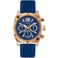 GUESS Montre à affichage analogique 'GS Resistance' bleu foncé / or rose