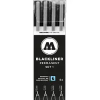 Molotow Lot de 4 stylos Blackliner (pointes de 0,05 mm, 1 mm, 2 mm, 4 mm) (200,486)