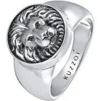 KUZZOI Bague 'Löwe' noir / argent