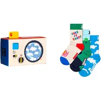 Happy socks Chaussettes 'Camera' bleu / vert gazon / abricot / noir / blanc
