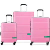 Delsey Paris x United Colors Of Benetton - Set de valises Now - 3 pièces - Bagage à main 34L + bagage à main 65L et 93L - Rose