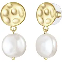 Yokoamii Boucles d'oreilles jaune d'or / blanc perle