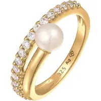 Elli PREMIUM Bague 'Elegant' or / transparent / blanc perle