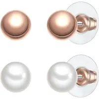 Yokoamii Boucles d'oreilles or rose / blanc perle