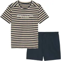 Marc O'Polo Pyjama long beige / bleu marine