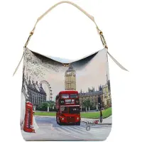 Y Not? Sac bandoulière 'Yesbag' mastic / gris / vert gazon / rouge foncé