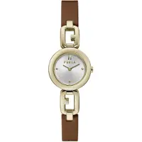 Furla Montre à affichage analogique '' marron / or / argent