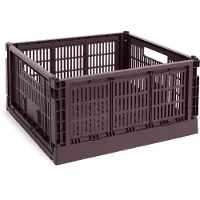 HAY Colour Crate Square Boîte de Rangement Empilable Bordeaux | Large