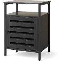 Goliving Table de chevet - 40 x 40 x 60 cm - Meuble de rangement avec porte et étagères - Bois - Industriel - Table d'appoint moderne - Noir