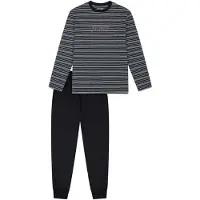 Schiesser Pyjama bleu marine / éosine / blanc