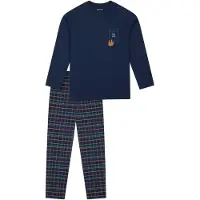 Schiesser Pyjama bleu foncé / orange