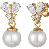 Elli PREMIUM Boucles d'oreilles 'Kugel' or / blanc perle