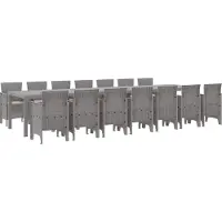 vidaXL Ensemble de mobilier de jardin comprenant 15 pièces, avec coussins, de couleur gris clair, en polypropylène (PP)