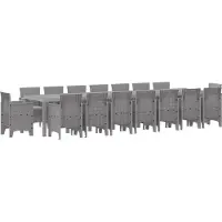 vidaXL Ensemble de mobilier de jardin comprenant 17 pièces, avec coussins, de couleur gris clair, en plastique PP