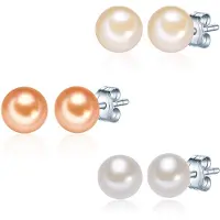 Valero Pearls Boucles d'oreilles orange / orange pastel / argent / blanc perle