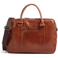 Buckle & Seam Cuir serviette sac d'ordinateur portable pour ordinateur portable Everett Dot Business Bag Cognac brun