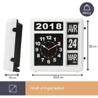 Perel Horloge Murale à Chiffres Sautants Avec Calendrier - 31 X 31 Cm - Français