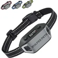 Vulpes goods Collier anti-aboiement MAX - Collier d'éducation sans choc - Dispositif anti-aboiement pour petits et grands chiens - Imperméable - Rechargeable - Vibration et Audio - 3 colliers supplémentaires