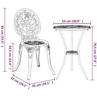 vidaXL , ensemble de table et chaises de jardin, 3 pièces, noir, aluminium