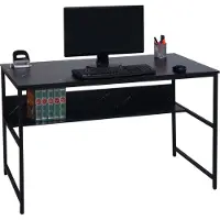 Mendler Bureau HWC-K80, table d'ordinateur table de travail table de rangement, métal MDF 120x60cm aspect marbre noir