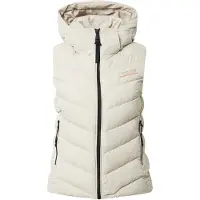 Superdry pour femme. W5011560A Gilet matelassé en microfibre avec capuche beige (M), Casuel, Polister recyclé, Durable