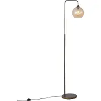 QAZQA Lampadaire Art Déco bronze foncé avec verre ambré - Sandra
