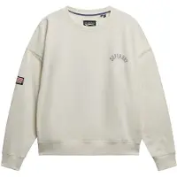 Superdry pour femme. W2012446A Athletic - Sweat-shirt ras du cou imprimé et décontracté - blanc cassé (XS), Beige, Casuel, Coton