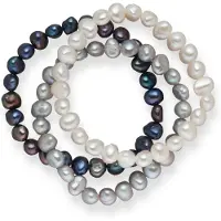 Valero Pearls Bracelet bleu foncé / gris / blanc