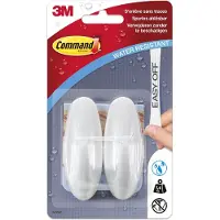 Command 2 crochets adhesifs - Plastique - Blanc - Design moyen