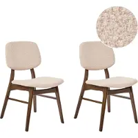 Beliani Lot de 2 chaises de salle à manger marron foncé et beige, structure en bois d'hévéa, dossier rembourré, sans accoudoirs, style rétro, cuisine, salle à manger