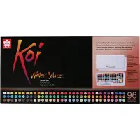 Sakura Aquarelle - - 96 demi-godets - 4 métallisées - 8 fluorescentes - 12 nacrées