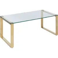 Beliani Table basse Plateau en verre transparent Cadre doré en acier inoxydable 50 x 40 cm Glamour Salon moderne Chambre à coucher Entrée