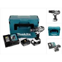 Makita Perceuse-visseuse à percussion sans fil DHP 482 RTJ W 18 V 62 Nm + 2 batteries 5,0 Ah + chargeur dans le Makpac 2