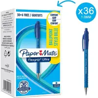 Paper Mate Stylo bille Flexgrip ultra bleu 30+6 pièces