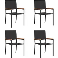 vidaXL Chaises de jardin empilables, lot de 4, noir et marron, 54 x 56 x 90 cm