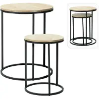 H&S Set de 2 tables pliantes noir/bois 40+50 cm