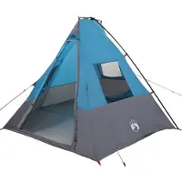 vidaXL Tente tipi pour 6 personnes, imperméable, bleu, en taffetas