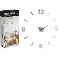H&S Horloge murale adhésive argentée style loft 60 cm