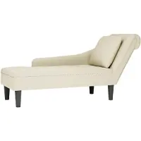 vidaXL Chaise longue avec coussin et accoudoir droit Crème Velours